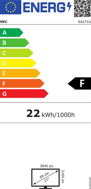 Label énergétique NEC MultiSync EA271U (3840 x 2160 pixels, 27")