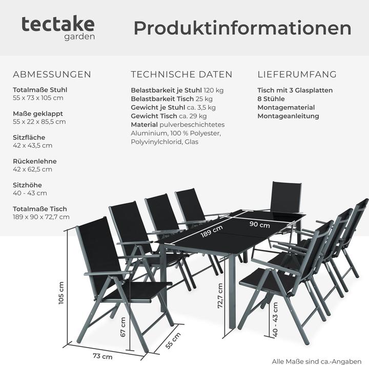 Image du produit tectake Ensemble de sièges (189 cm)