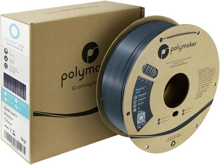 Immagine prodotto Polymaker PF01037 Grigio Scuro Filamento ASA resistente ai raggi UV, agli agenti atmosferici e al calore (ASA, 1.75 mm, 1000 g, Grigio)