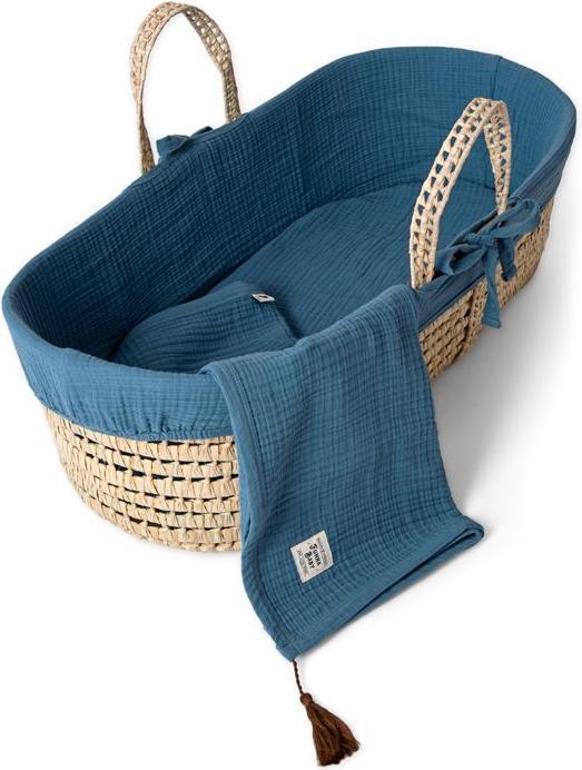 Funnababy Musselin Moses-Korb-Textilien - Provinz - Petrol - 85 cm