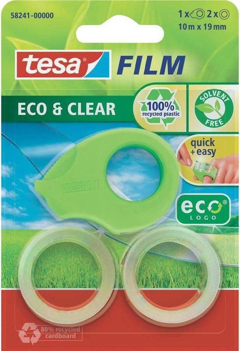 Produktbild tesa 2x tesafilm ECO & CLEAR mit Mini Abroller, lösungsmittelfrei und alterungsbeständig