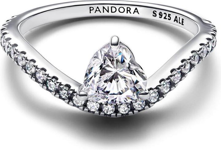Produktbild Pandora Wavy PavÃ© Heart Ring (56, 925 Silber)