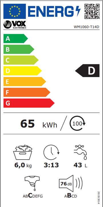 Energie-Label Vox WM 1060-T14D (6 kg, Links)