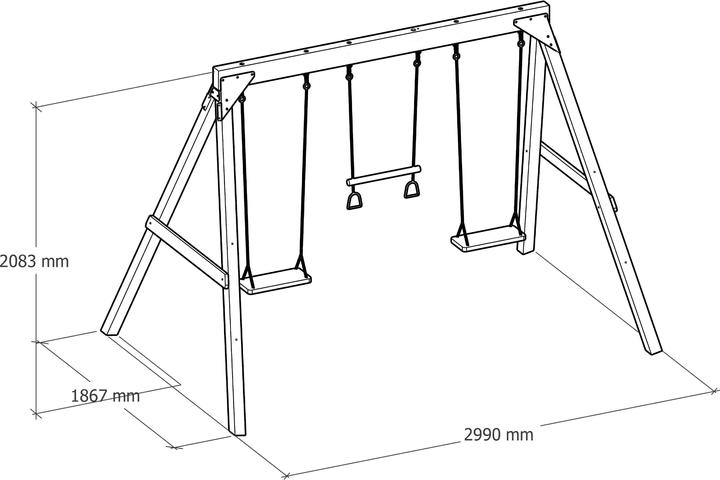 Actual product image Axi Maya wooden double swing with trapeze Brown