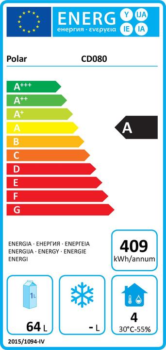 Label énergétique Polar Refrigeration CD080 (64 l)