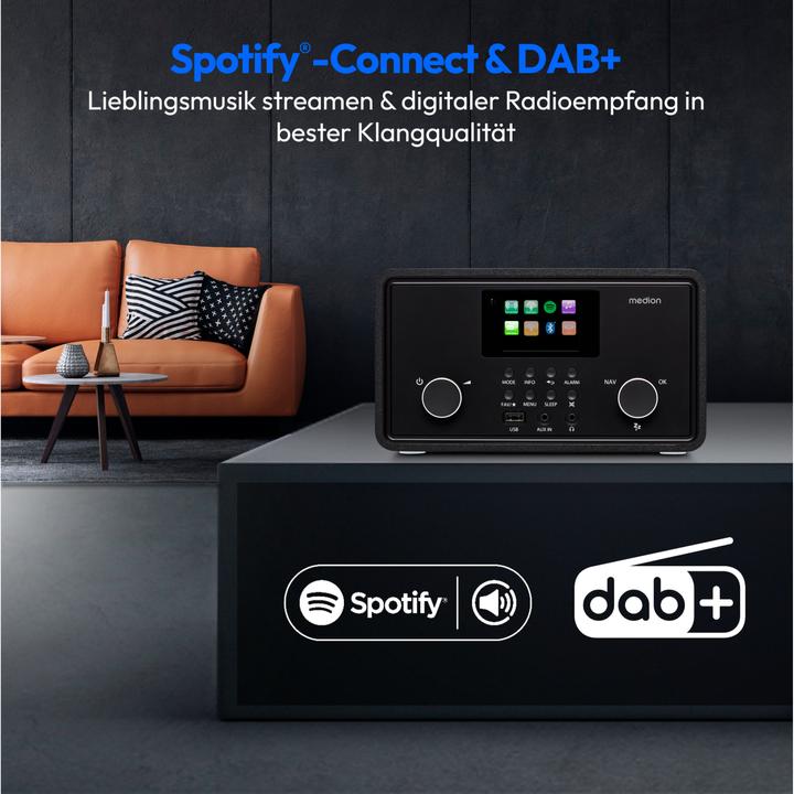 Image du produit Medion MD 88069 Radio Internet noir (Webradio, DAB+ DAB, AM, FM, Bluetooth, WiFi)