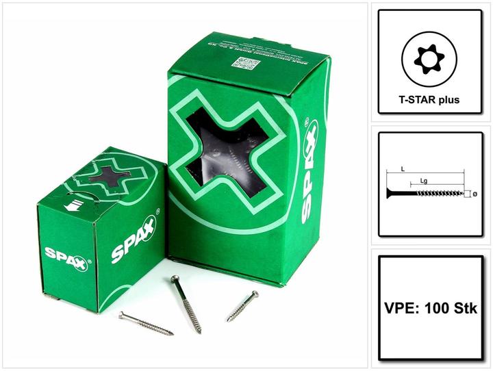 Produktbild Spax Fassadenschraube R 89018 Liko T-STAR 4 x 45/30 -T A 2 kleiner Kopf (100 Schrauben pro Stück)