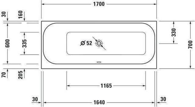 Actual product image Duravit Rectangular whirlpool tub HAPPY D.2 150 l 1700x700 we 1 RS left Air-System (150 l, 170 cm, 70 cm)