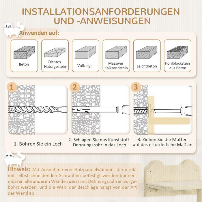 Image du produit Swisshandel24 Katzen Kletterwand 4 tlg, Katzenkratzbaum inkl. Klettern, bis 5kg (23.50 cm, Beige)