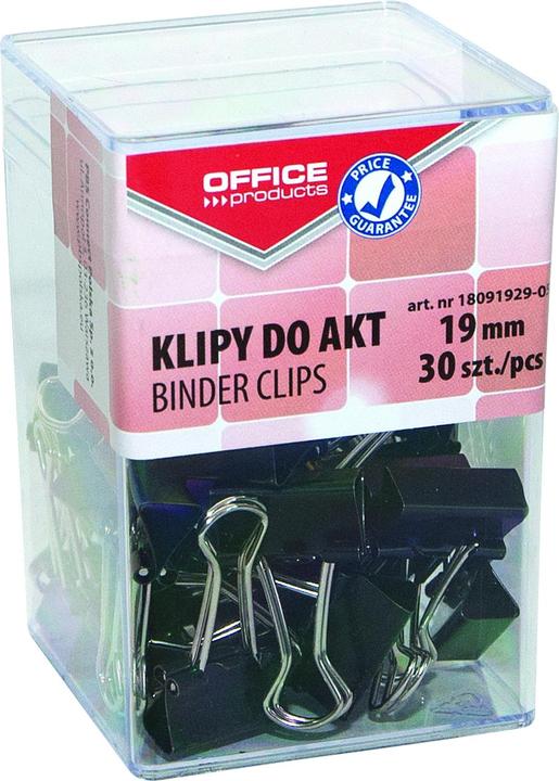 Actual product image Office Products Clips for documents, 19mm, 30 pieces, in cardboard box, black