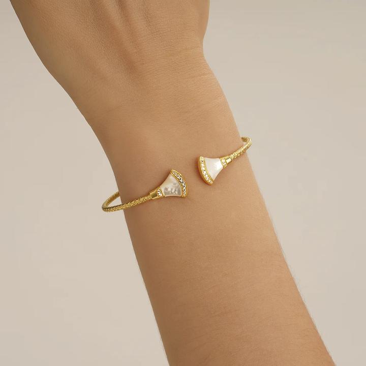 Immagine prodotto Charles Garnier Bracciale in argento placcato oro, zirconi e madreperla (6.40 cm, Argento placcato oro)