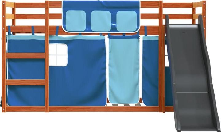 Image du produit VidaXL Lit superposé avec toboggan et rideaux (90 x 200 cm)