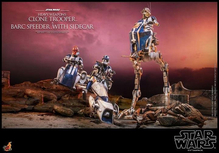 Actual product image Hot Toys Star Wars The Clone Wars figurine 1/6 Heavy Weapons Clone Trooper & BARC Speeder with Sidecar 30 cm