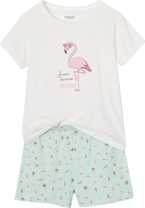 Produktbild Vertbaudet 2er-Pack Mädchen Sommer-Schlafanzüge Regenbogen & Flamingo, mit Recycling-Baumwolle (92)