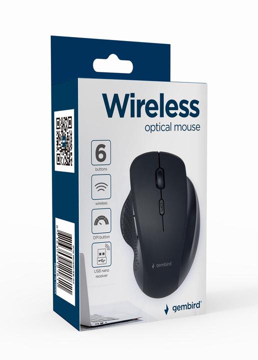 Produktbild Gembird MUSW-6B-02 6-button optical wireless mouse black (Kabellos)
