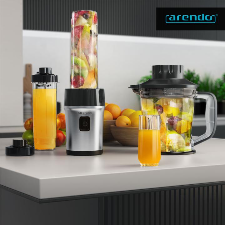 Produktbild Arendo Standmixer 700 W, Edelstahl Mixer & Zerkleinerer 1,2L 2IN1 inkl. 2x Mixbehälter je 0,57L (1200 ml, 700 W)