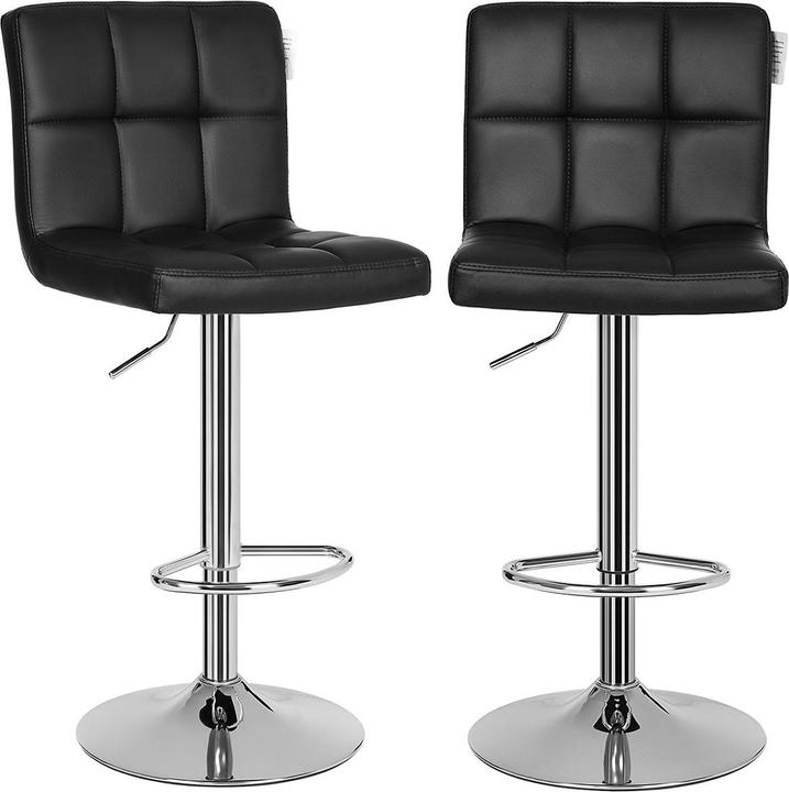 Immagine prodotto Songmics Sgabello da bar regolabile in altezza, similpelle, nero, set di 2