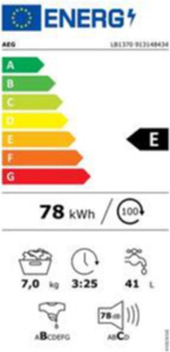 Etichetta energetica AEG LB1370 (7 kg, Verso l'alto)