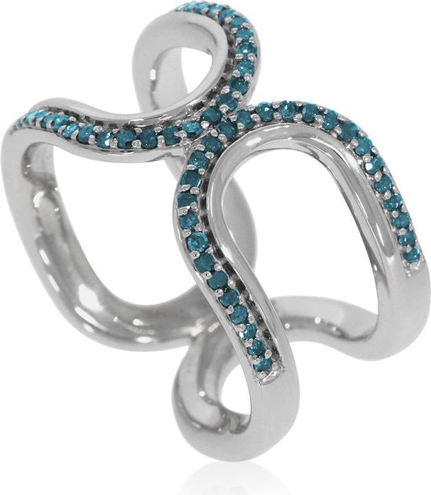 Xen Ring mit 54 blauen Diamanten ca. 0,26 ct. rhodiniert (58, 925 Silber)