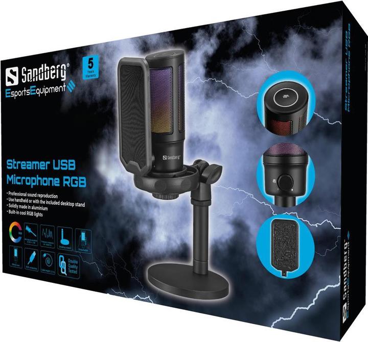 Actual product image Sandberg Streamer USB Microphone RGB