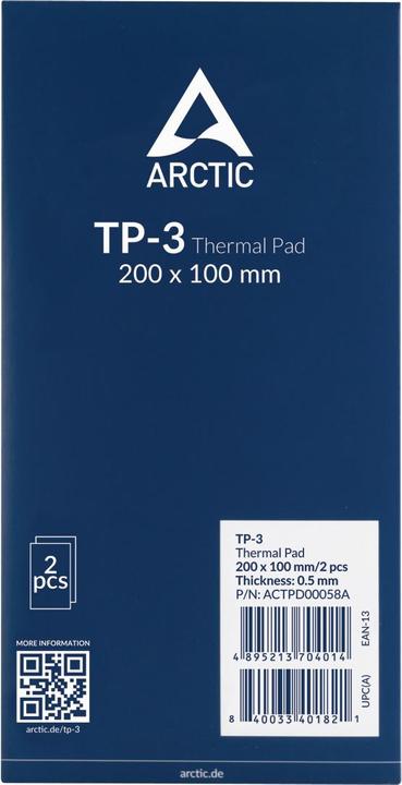 Actual product image Arctic TP-3 (200x100mm, t:0.5mm) Pack of 2pcs (0.50 mm, 6 W/m K)