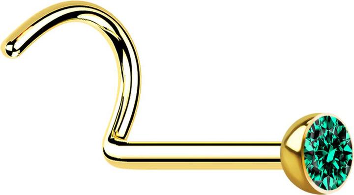 Actual product image Star Piercing Nose stud curved gold plated with crystal turquoise (Surgical steel 316L)