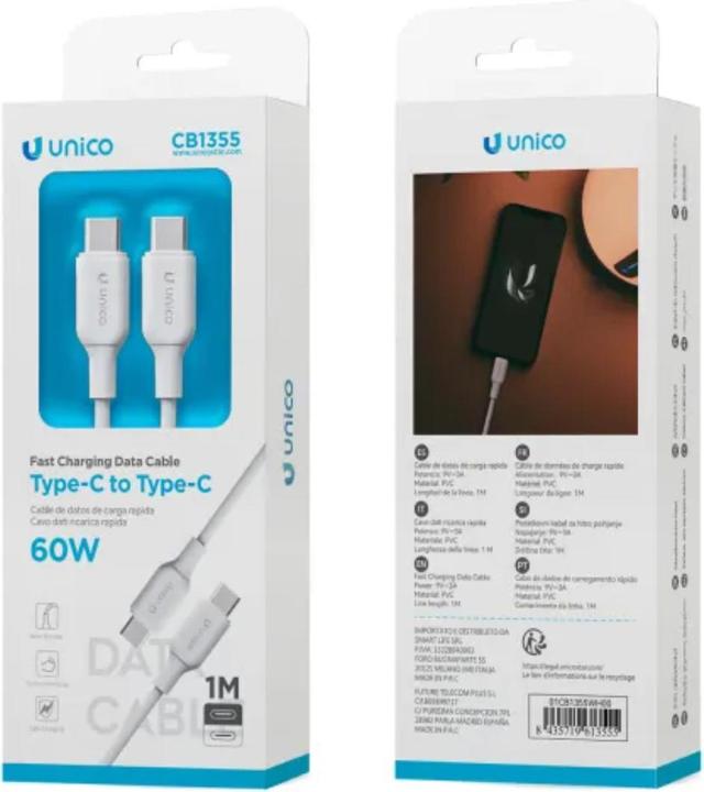 Actual product image Unico CABLE USB TIPO(C) A USB TIPO(C) 60W PVC (1 m)