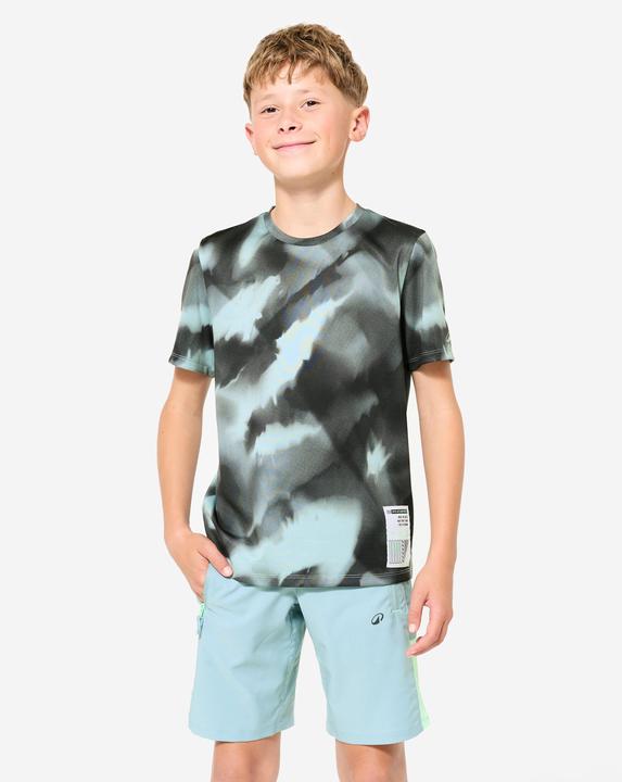 Decathlon T-Shirt Kinder atmungsaktiv - grau mit Print (12, 13, 14)