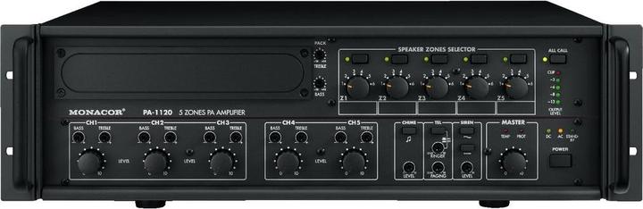 Actual product image Monacor PA-1120 120 W 5-zone ELA amplifier (Amplifier)