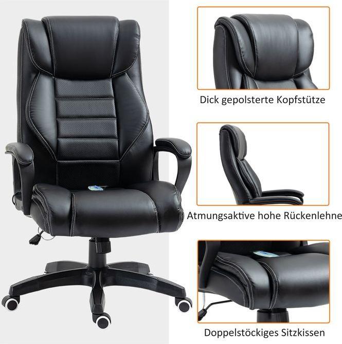 Produktbild Swisshandel24 Bürostuhl mit Massage ergonomisch Massage Sessel 6 Vibrationspunkte Leinen-Gefühl einstellbar Schwar