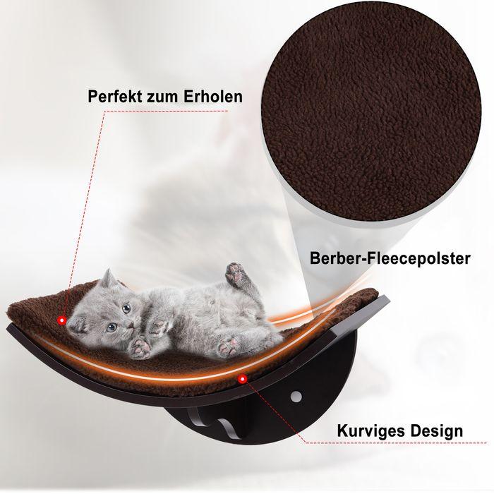 Produktbild Swisshandel24 Katzen Katzenbett Katzenregal Katzenliege Wandliege Wandmontage Plüschauflage MDF Braun 41 x 28 x 21 (Katze)