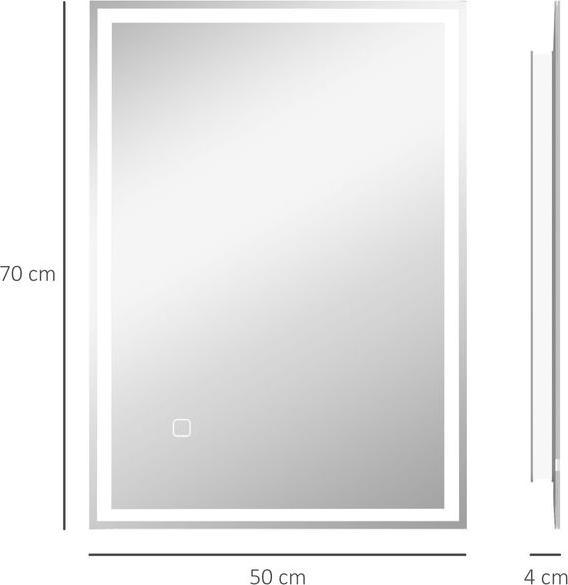 Immagine prodotto Swisshandel24 Specchio da bagno, specchio da bagno con luce LED, 80 x 60 cm Specchio da parete, specchio (50 x 70 x 4 cm)