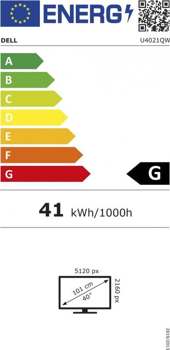Energielabel Dell UltraSharp U4021QW (5120 x 2160 pixels, 39.70")