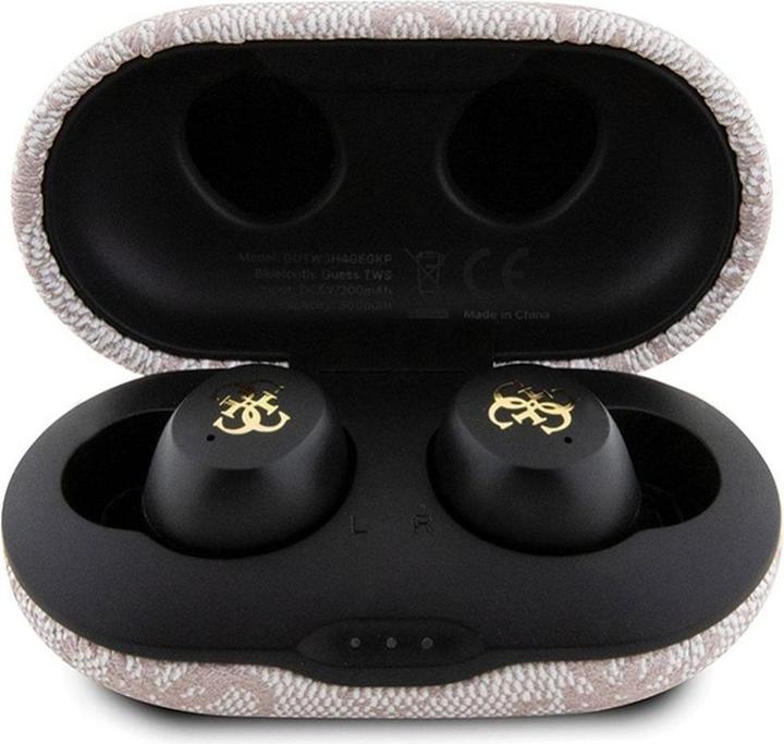 Actual product image Guess True Wireless 4G PU Metal Logo Earphones - pink (5 h, Wireless)