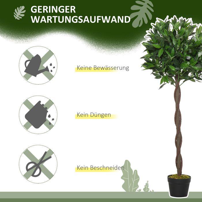 Produktbild Swisshandel24 2er-Set Künstlicher Lorbeerbaum 120cm Kunstpflanzen im Zementtopf, Zimmerpflanze (120 cm)