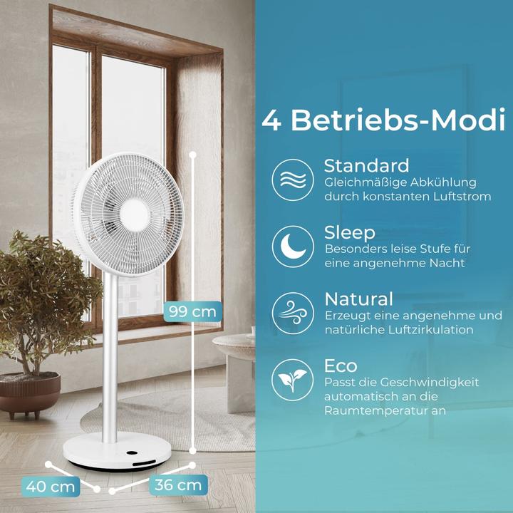 Image du produit KLAMER Silent Ventilator mit Fernbedienung, 12 Geschwindigkeitsstufen, autom. 90° Oszillation (57.90 dB)