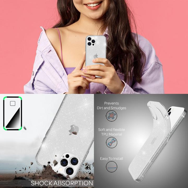 Actual product image Nalia Clear glitter silicone cell phone case (Apple iPhone 13 Pro Max)