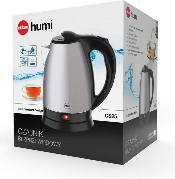 Actual product image Eldom Steel Kettle HUMI 1800 W capacity 1 7 l hob (1.70 l, EU plug)