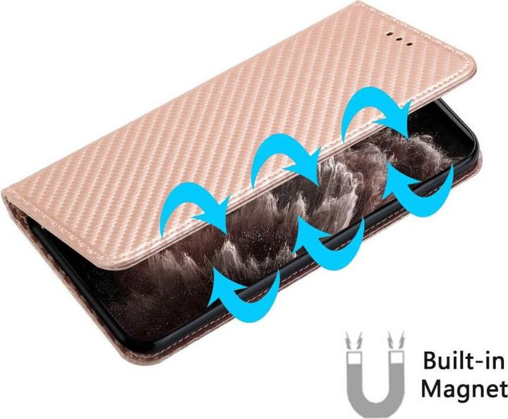 Produktbild Cover-Discount Xiaomi Poco X5 Pro - Carbon Look Flip Case Hülle rosa (Xiaomi Poco X5 Pro, Xiaomi Redmi Note 12 Pro 5G)