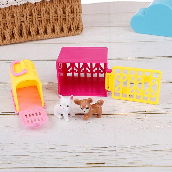 Actual product image Hermex Set of 4 Barbie dogs and dog crates doll accessories pets