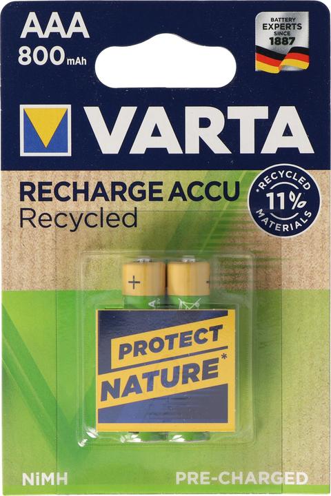 Actual product image Varta Recharge Accu Recycled (2 pcs., AAA, 800 mAh)