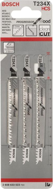 Produktbild Bosch Professional Zubehör Stichsägeblatt T 234 X Progressor for Wood, 3er-Pack