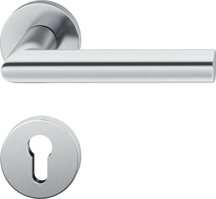 FSB Lever handle set 12 1076 ASL on rose PZ, matt stainless steel (Door set)