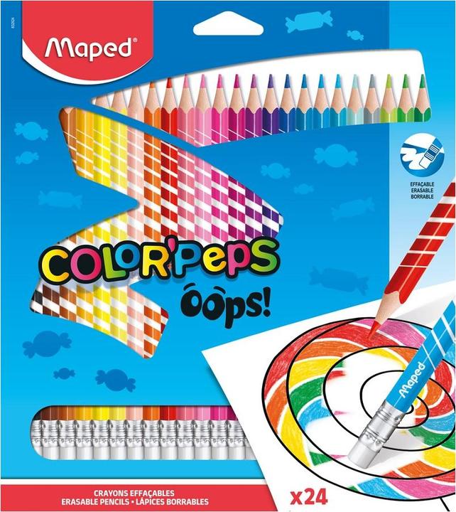 Immagine prodotto Maped Matita colorata triangolare COLOR-PEPS, cancellabile, astuccio da 24 pezzi (Multicolore, 24 x)