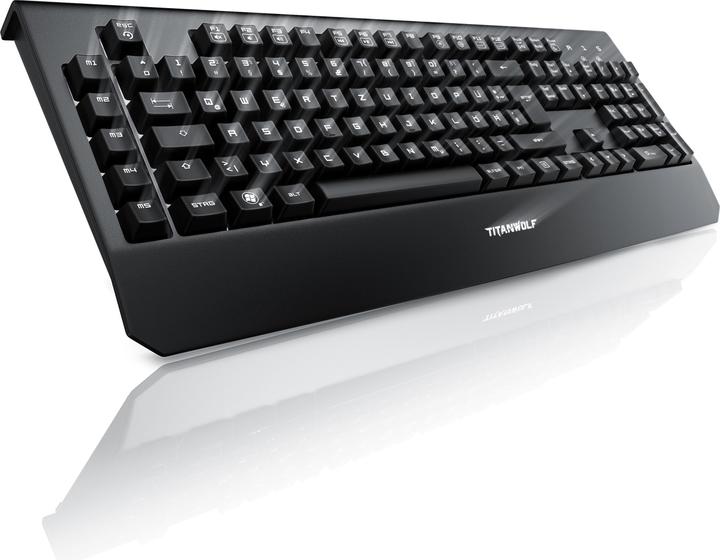 Actual product image Titanwolf Gaming Keyboard "Enforcer" mechanical, LED lighting / QWERTY / Keyboard with Kailh Blue Switches (DE, Cable)