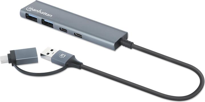 Actual product image Manhattan 4-port USB 3.0 Type-C / Type-A combo hub 2x2 (USB-C, 4 Ports)