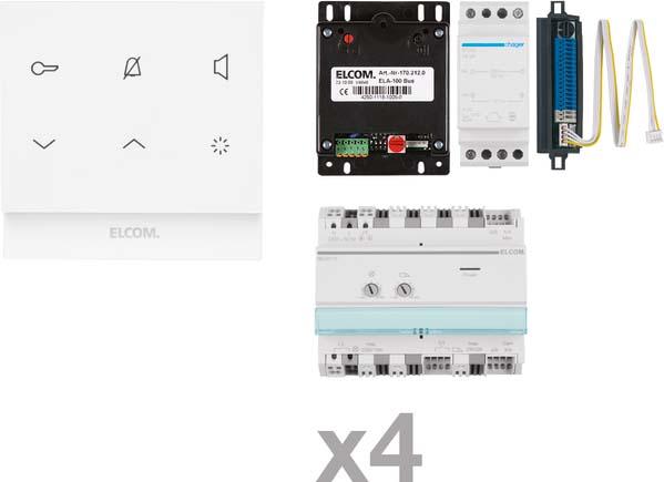 Produktbild Elcom Audio-Sprechanlagen-Set Touch i2Audio+2Draht 4-Teilnehmer
