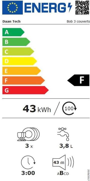Label énergétique Daan Tech Lave-vaisselle de table