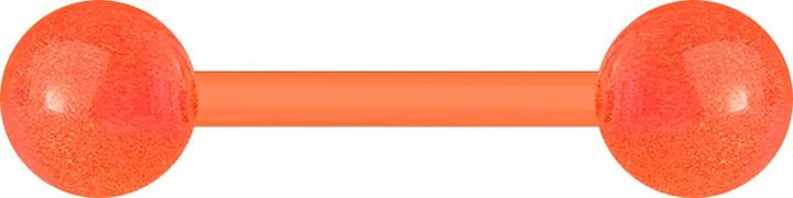 Star Piercing Barbell orange mit zwei Kugeln "Glow" (Bioflex, ohne Messing, Acryl)