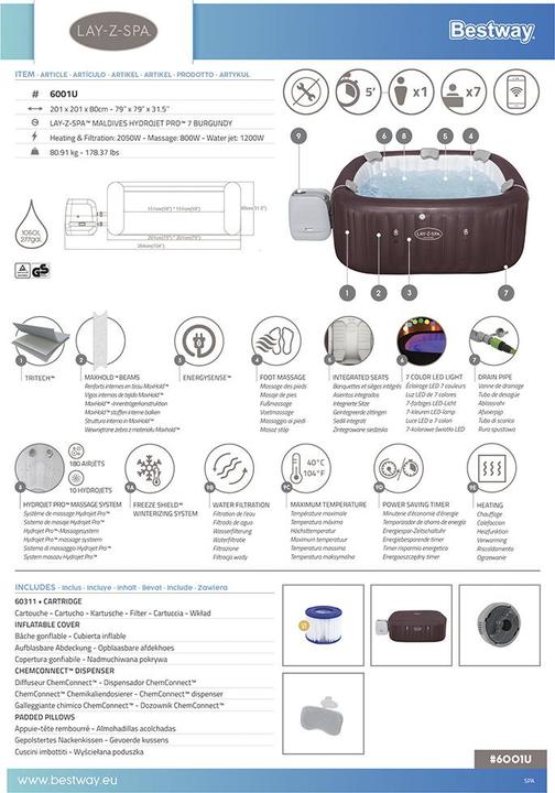 Produktbild Bestway Lay-Z-Spa Maldives MaxHold EnergySense (7 Pers.)